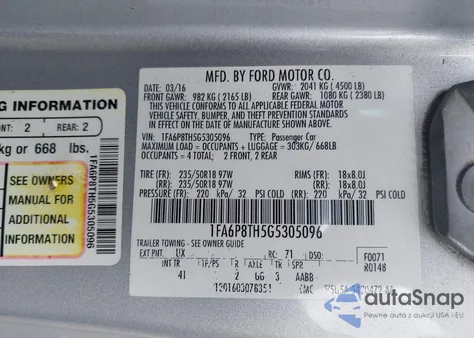 2016 Ford Mustang Ecoboost из США, поврежденный, VIN 1FA6P8TH5G5305096